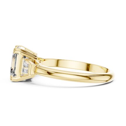 Asscher Cut Diamond Engagement Ring with Baguette Side Diamonds - 2 1/5 CTW