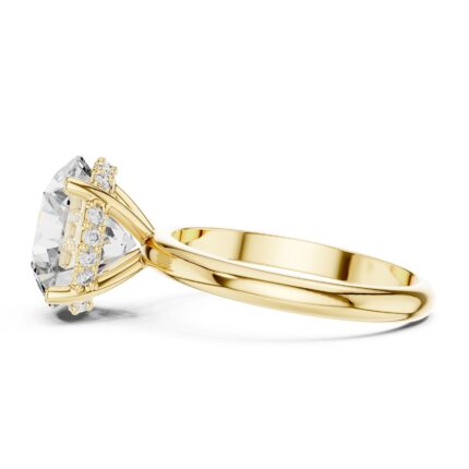 Aura Round Brilliant Solitaire Engagement Ring with Hidden Halo – 4.7 CTW