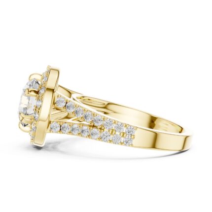 Aura Signature Round Halo Split Shank Engagement Ring – 3 CTW