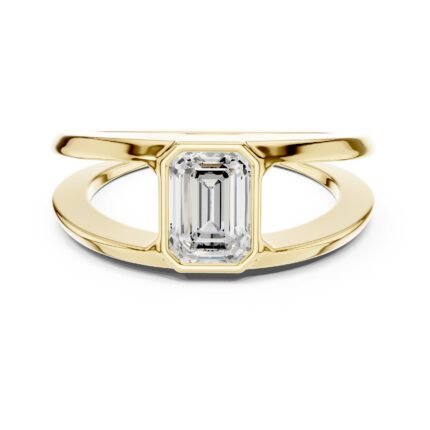 Aurelia Emerald-Cut Solitaire Split-Shank Men's Ring