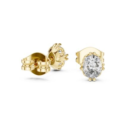 Aurelia Oval Diamond Sculpted Stud Earrings
