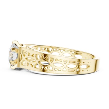 Aurelia Round Solitaire Engagement Ring with Openwork Band – 1 1/2 CTW