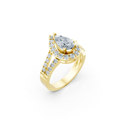 Aurora Halo Cathedral Split Shank Pear Cut Diamond Engagement Ring – 2.50 CTW