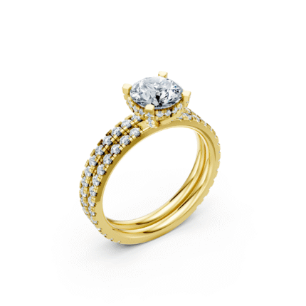 Celestia Double Pavé Hidden Halo Round Diamond Engagement Ring – 3 3/4 CTW
