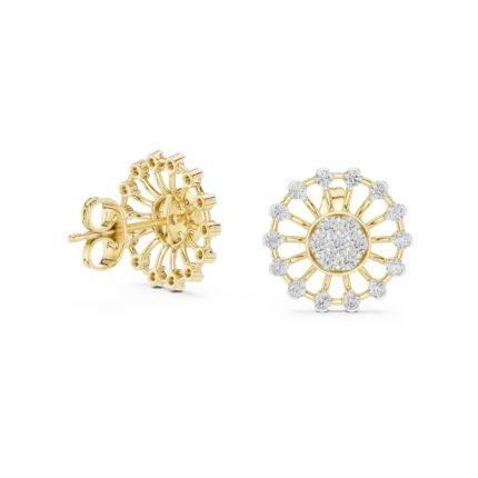 Celestial Sunburst Diamond Cluster Stud Earrings