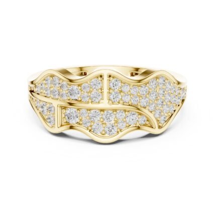 Contemporary Wave Diamond Men's Wedding Band