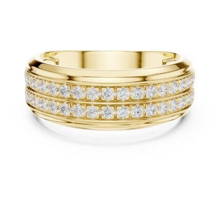 Crown Double-Row Diamond Men's Wedding Band
