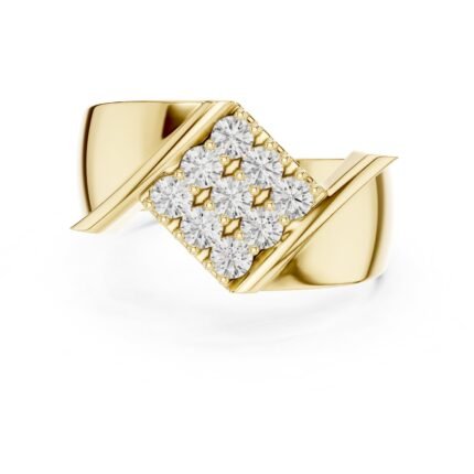 Diagonal Diamond Cluster Men's Ring