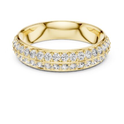 Double Row Round Diamond Wedding Band
