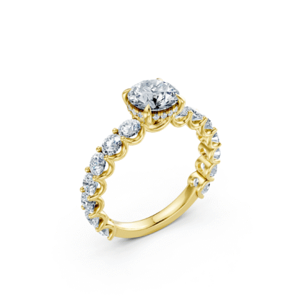 Elysia Hidden Halo U-Prong Diamond Engagement Ring – 4.00 CTW Round Brilliant