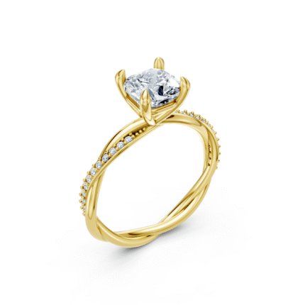 Infinity Twist Pavé Cushion Cut Diamond Engagement Ring