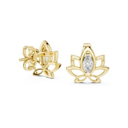 Lotus Marquise Gemstone Stud Earrings