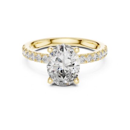 Luna Oval Solitaire Pavé Diamond Engagement Ring – 3 CTW