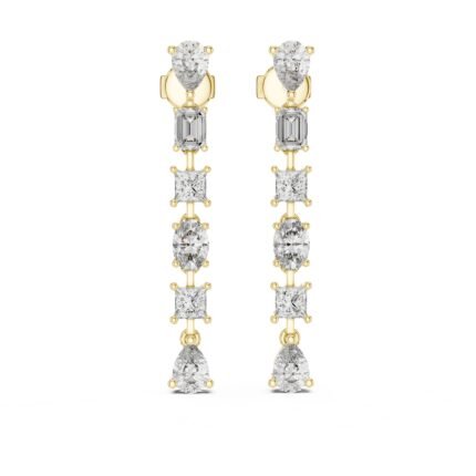 Mixed Shape Diamond Linear Drop Earrings (2.70 CTW)