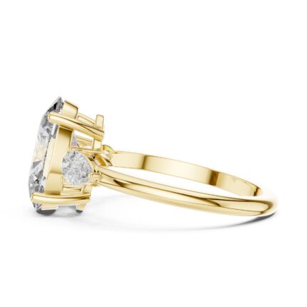 Oval Cut Three-Stone Diamond Engagement Ring with Pear Side Stones – 3.5 CTW