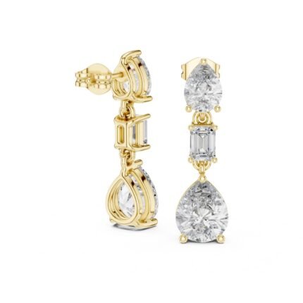 Pear & Emerald-Cut Diamond Drop Earrings