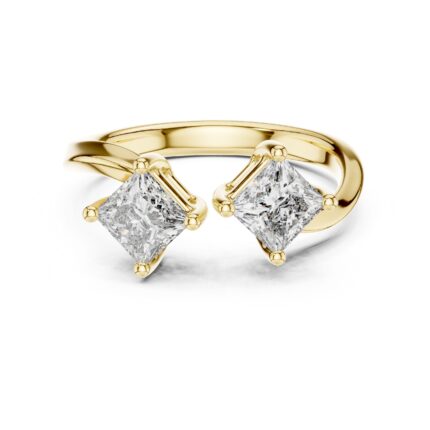 Princess Cut Two-Stone Bypass Diamond Ring
