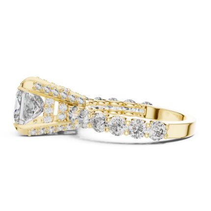 Regal Princess Cut Diamond Engagement Ring with Hidden Halo & Diamond Shank – 3 3/4 CTW