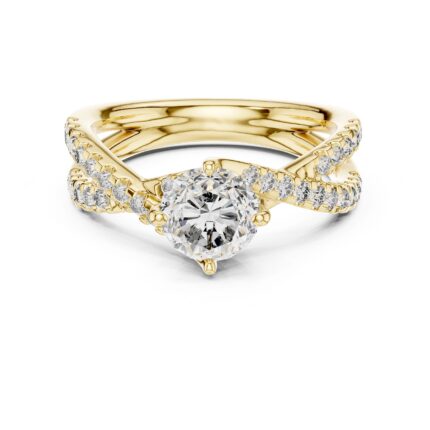 Round Brilliant Diamond Twisted Split Shank Engagement Ring