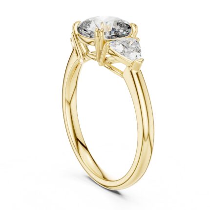 Aura Cushion-Cut Three-Stone Diamond Engagement Ring With Pear Side Stones – 2.00 CTW