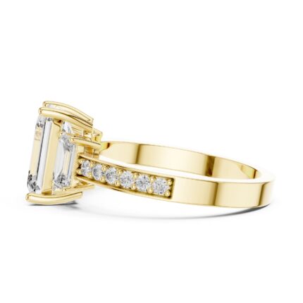 Trinity Three-Stone Emerald Cut Diamond Engagement Ring with Hidden Pavé Accent – 2 3/4 CTW