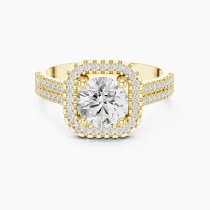Aurelia Round Diamond Cushion Halo Cathedral Engagement Ring