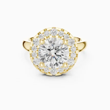 Aurelia Round Diamond Halo Prong-Set Engagement Ring