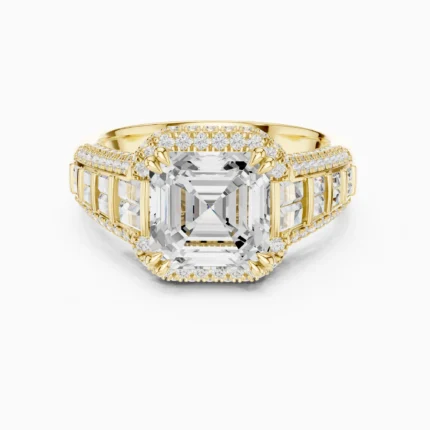Celestine Asscher-Cut Halo Diamond Engagement Ring