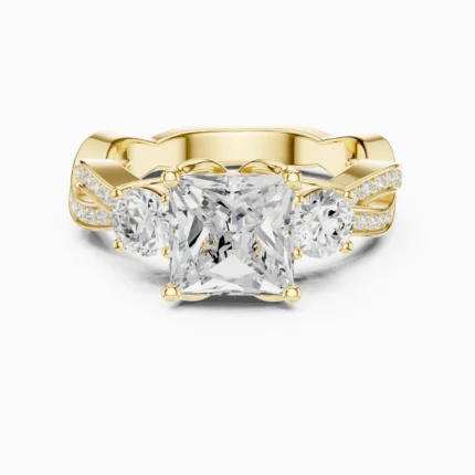 Celestine Princess-Cut Three-Stone Twisted Lab Diamond Engagement Ring
