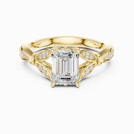 Evelisse Emerald-Cut Vine Lab Diamond Engagement Ring