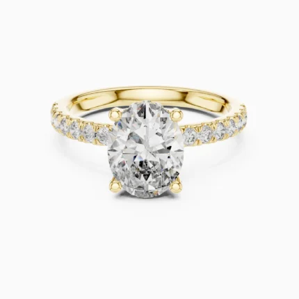 Luna Oval Solitaire Pavé Lab Diamond Engagement Ring – 2.50 CTW