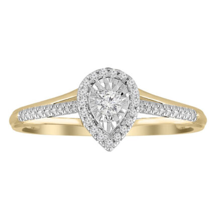 LADIES RING 0.20CT ROUND DIAMOND 10K YELLOW GOLD