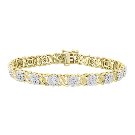 LADIES BRACELET 1.00CT ROUND DIAMOND 10K YELLOW GOLD