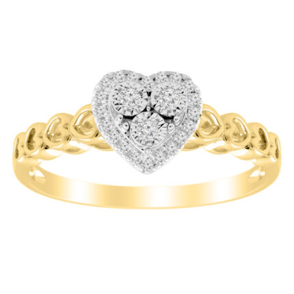LADIES RING 0.12CT ROUND DIAMOND 10K YELLOW GOLD