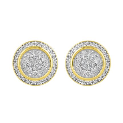 MEN'S STUD EARRINGS 0.25CT ROUND DIAMOND 10K YELLOW GOLD