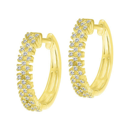 HOOPS EARRINGS 0.25CT ROUND DIAMOND 10K YELLOW GOLD