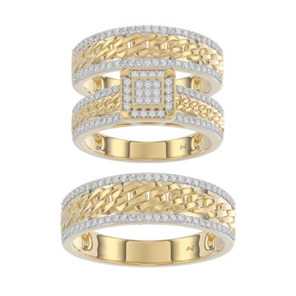 LADIES TRIOS SET 0.50CT ROUND DIAMOND 10K YELLOW GOLD