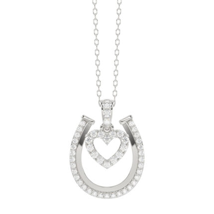 LADIES PENDANT WITH CHAIN 0.25CT ROUND DIAMOND 14K WHITE GOLD