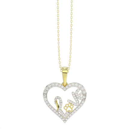 LADIES PENDANT WITH CHAIN 0.20CT ROUND DIAMOND 14K YELLOW GOLD