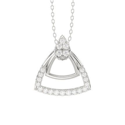 LADIES PENDANT WITH CHAIN 0.13CT ROUND DIAMOND 14K WHITE GOLD