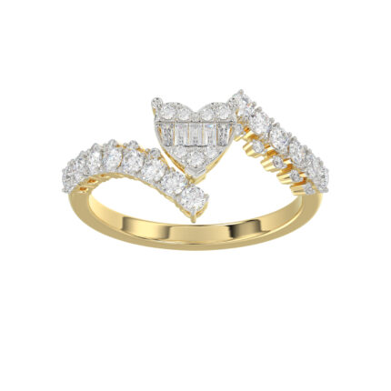 LADIES RING 0.65CT ROUND/BAGUETTE DIAMOND 14K YELLOW GOLD