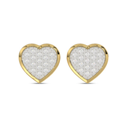 MEN'S HEART YUVA EARRING 0.10CT ROUND DIAMOND 10K YELLOW GOLD