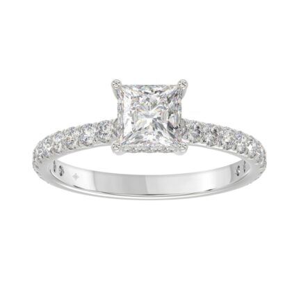 LADIES RING 1 1/2CT ROUND/PRINCESS DIAMOND 14K WHITE GOLD (CENTER STONE PRINCESS DIAMOND 1CT)