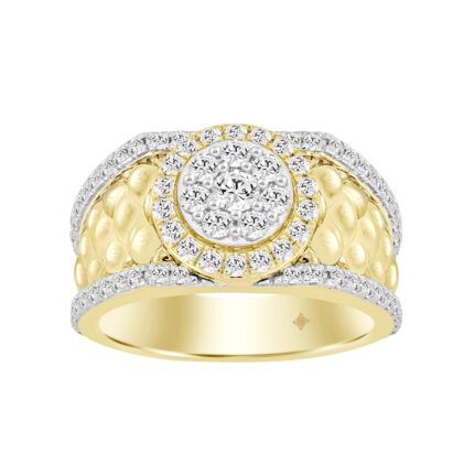 MEN'S RING 1 1/3CT ROUND DIAMOND 14K YELLOW GOLD