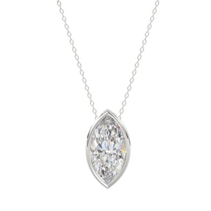 LADIES SOLITAIRE PENDANT 3CT MARQUISE DIAMOND 14K WHITE GOLD